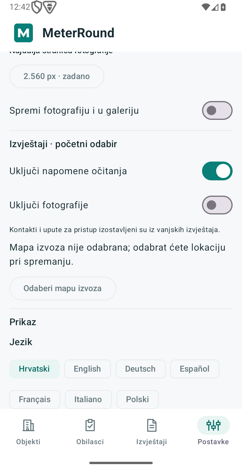 Sedam jezika aplikacije